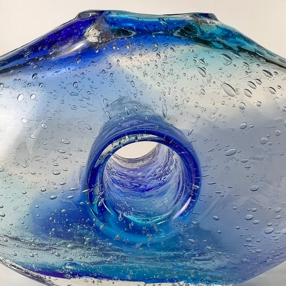 Margies Garden Vase Blue Creative Arts Hand Blown Artisan Westlake Village Cal - Picture 7 of 12